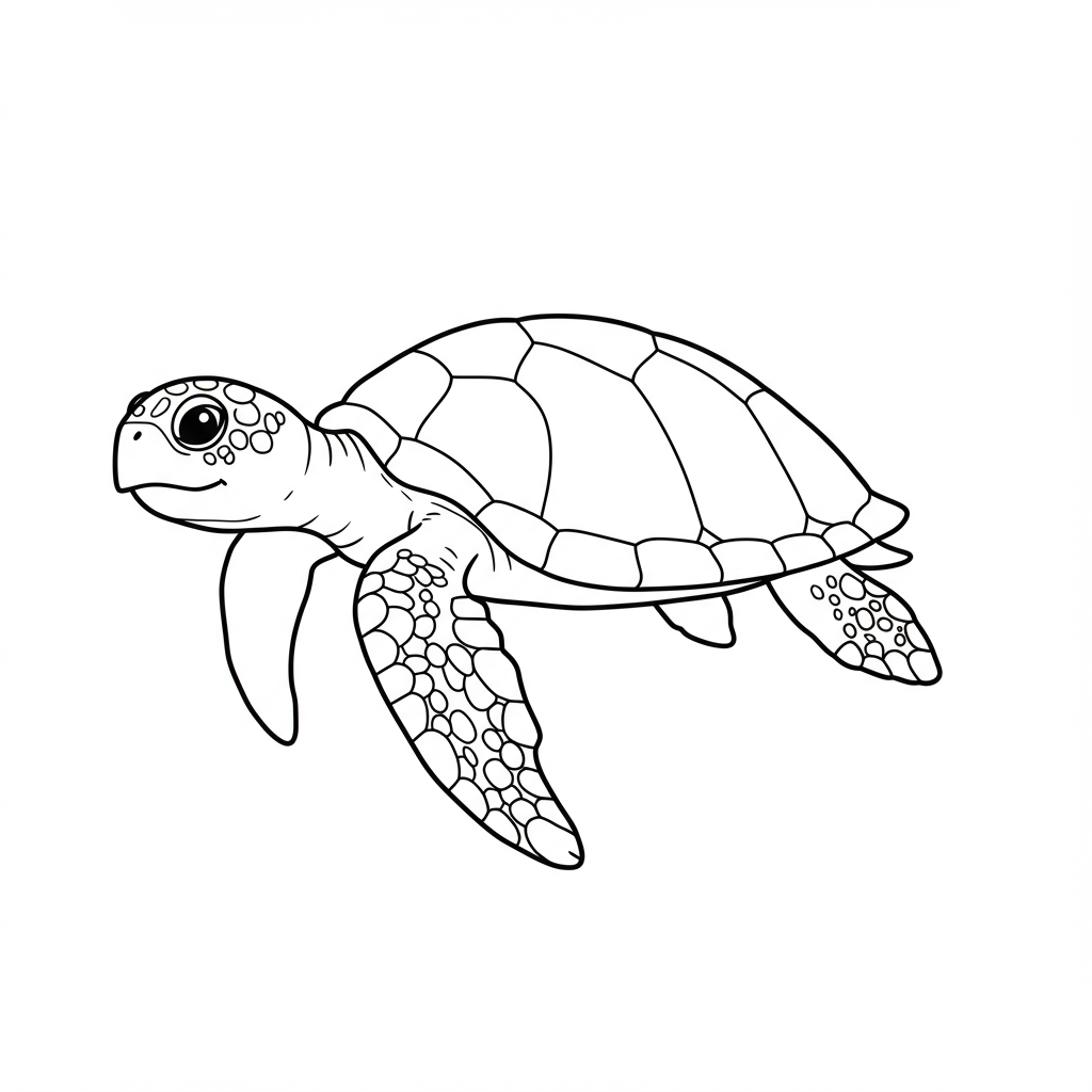 página para colorir simples de tartaruga marinha