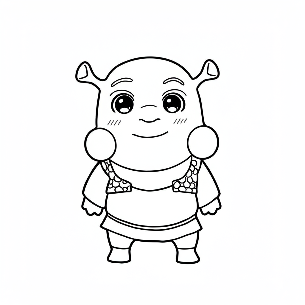 shrek cute coloring page