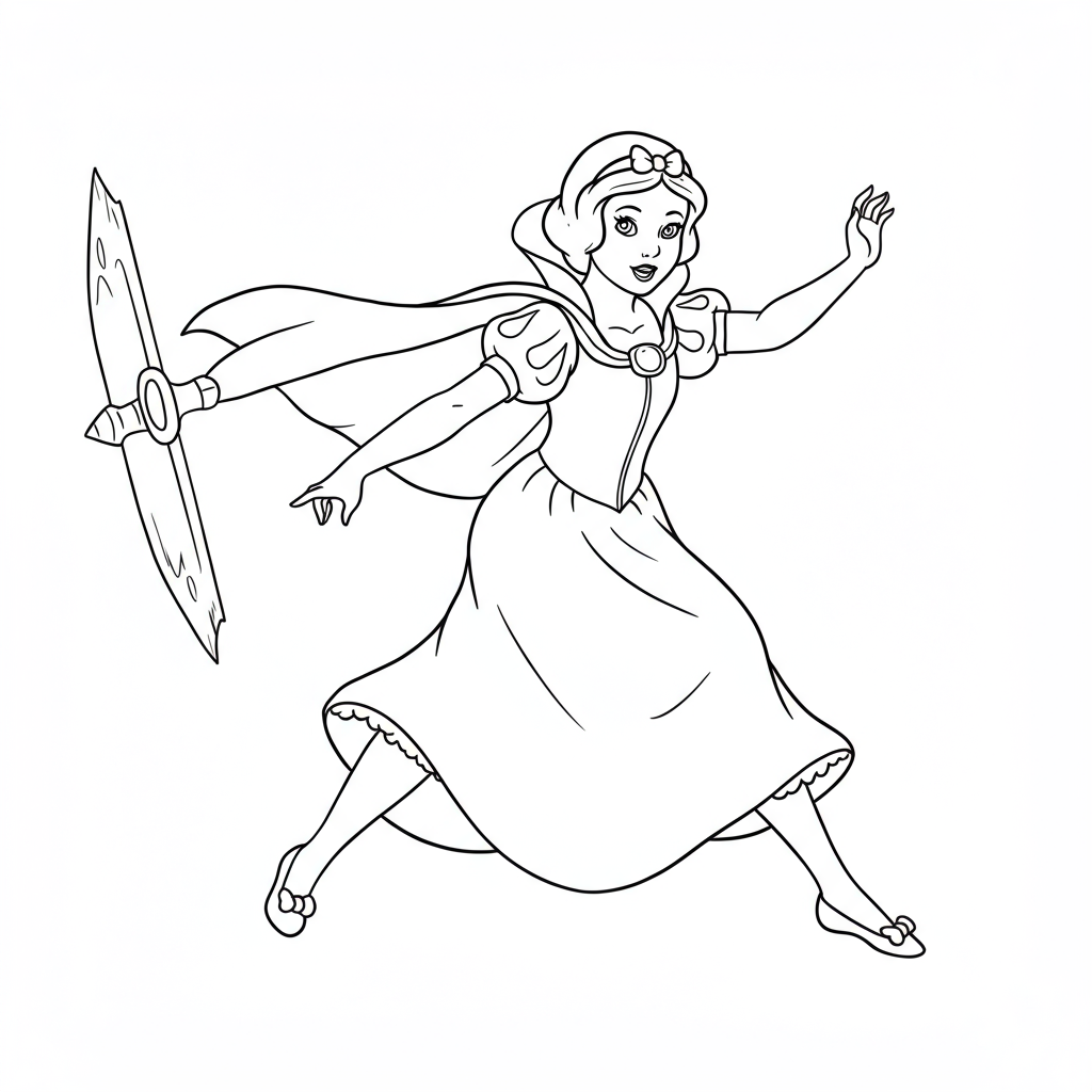 página para colorir de ação da branca de neve