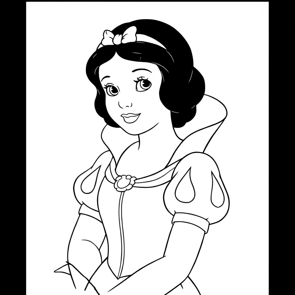 página para colorir de retrato da branca de neve