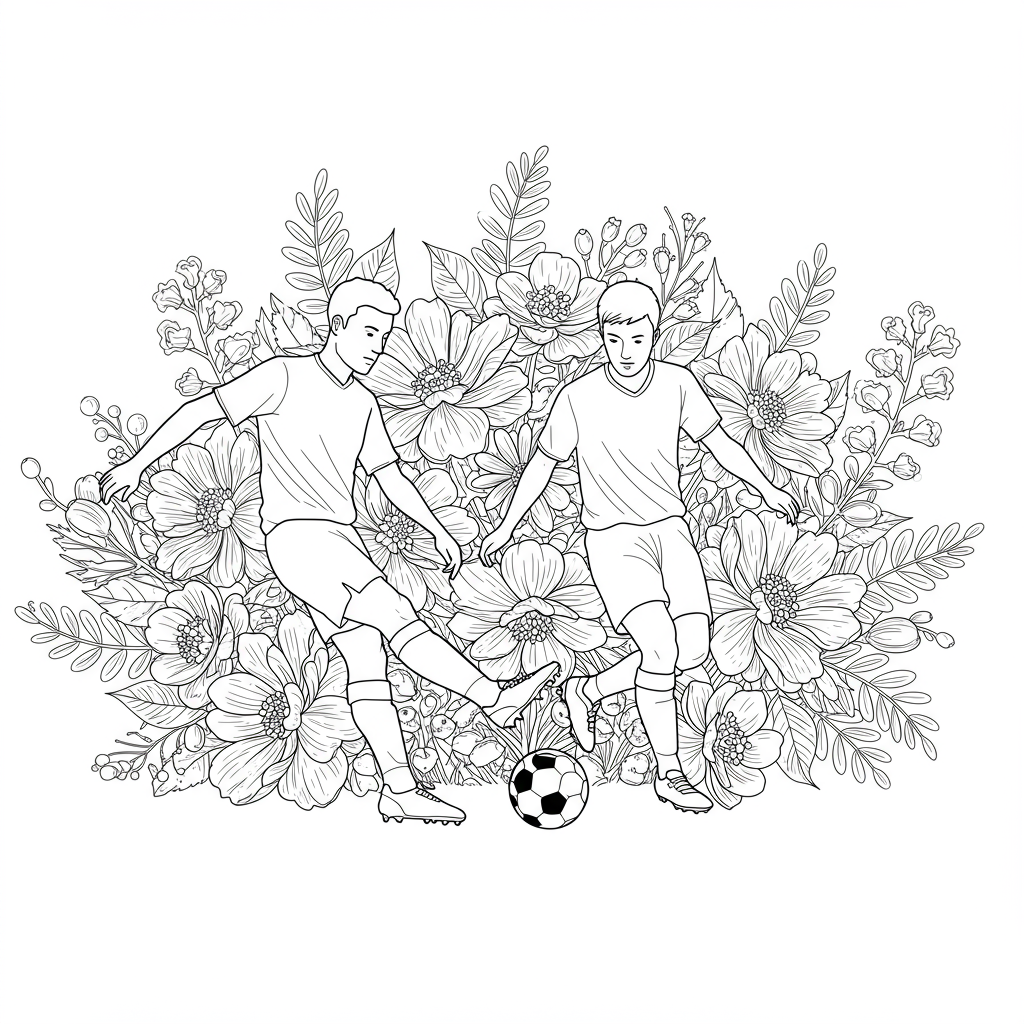 futbol çiçekler boyama sayfası