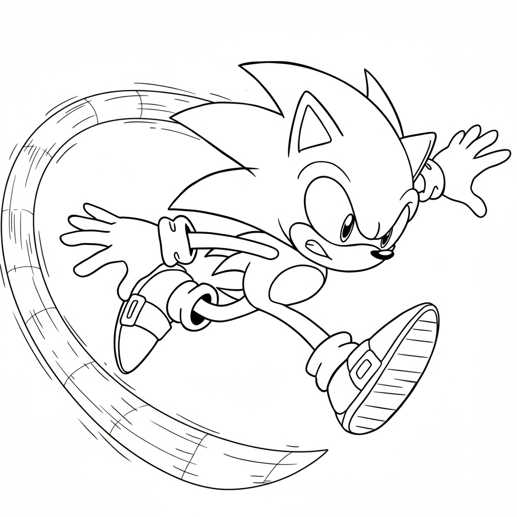 sonic action coloring page