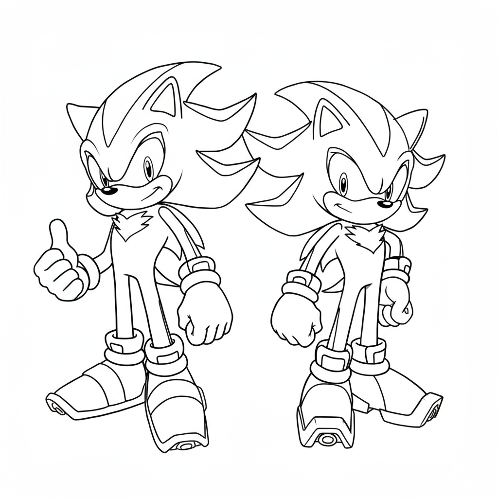 sonic and shadow cartoon coloring page