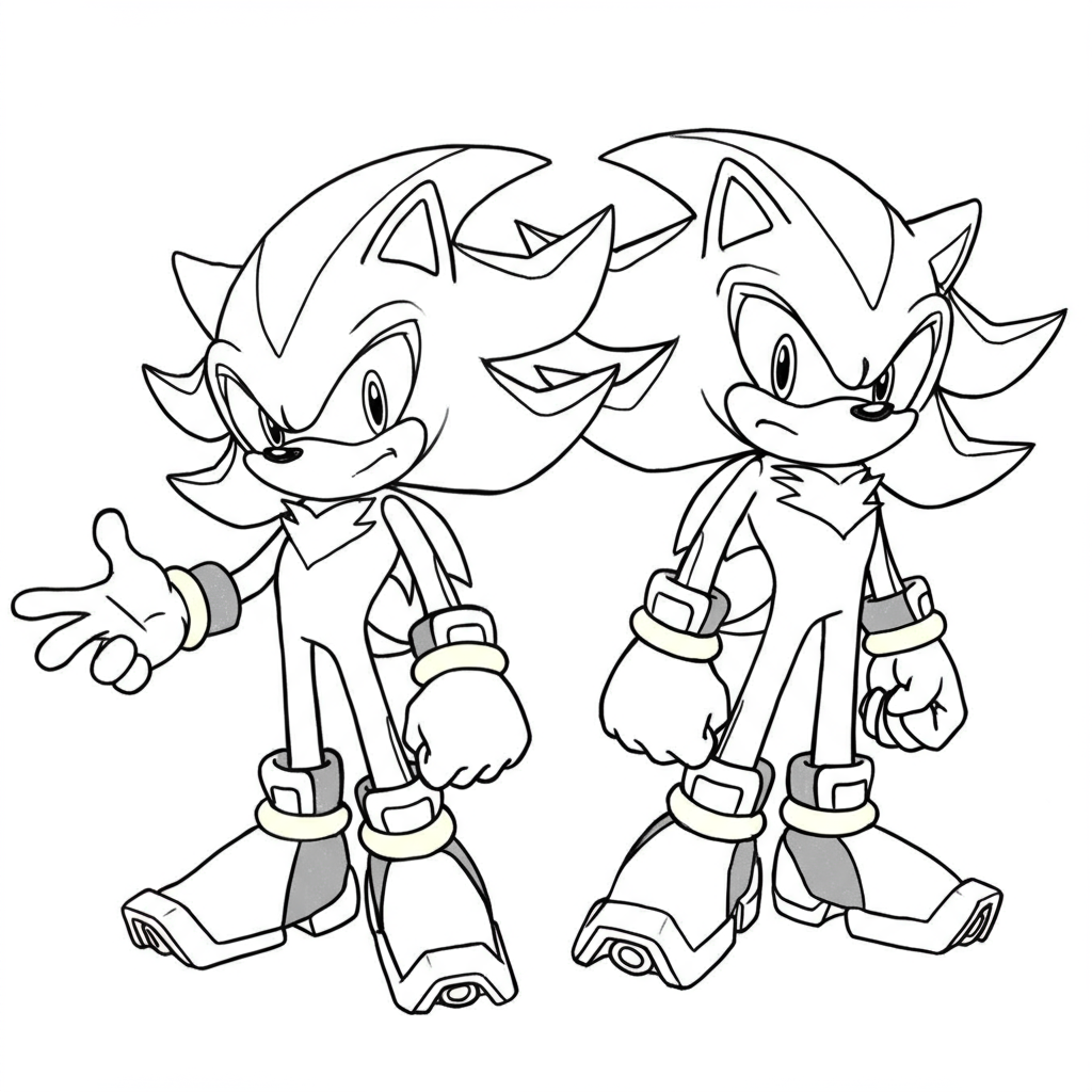 sonic and shadow cute coloring page