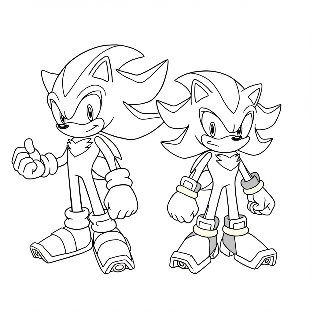 sonic and shadow easy coloring page