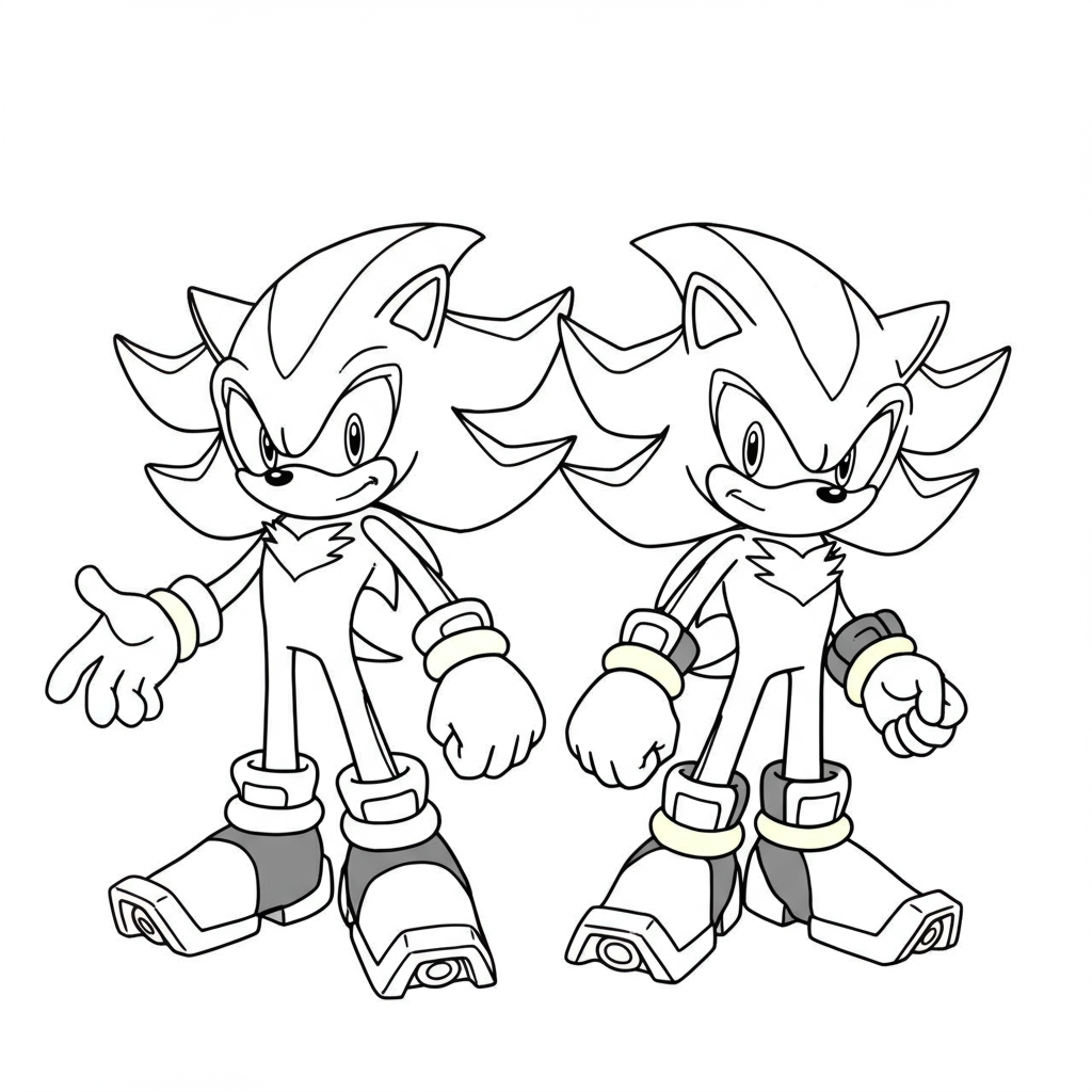 sonic and shadow educational coloring page
