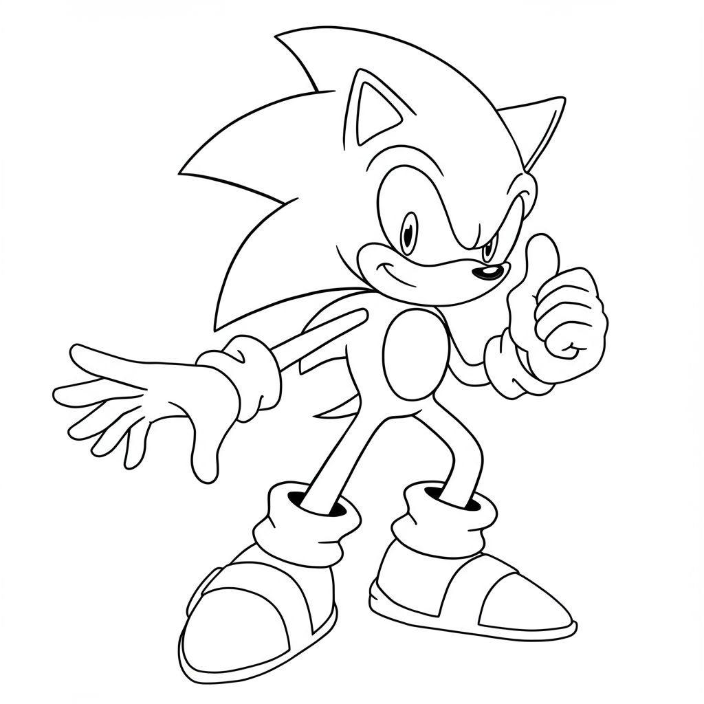 sonic detailed coloring page
