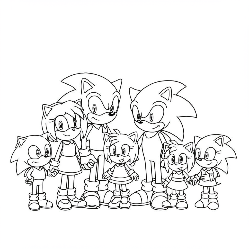 sonic family coloring page