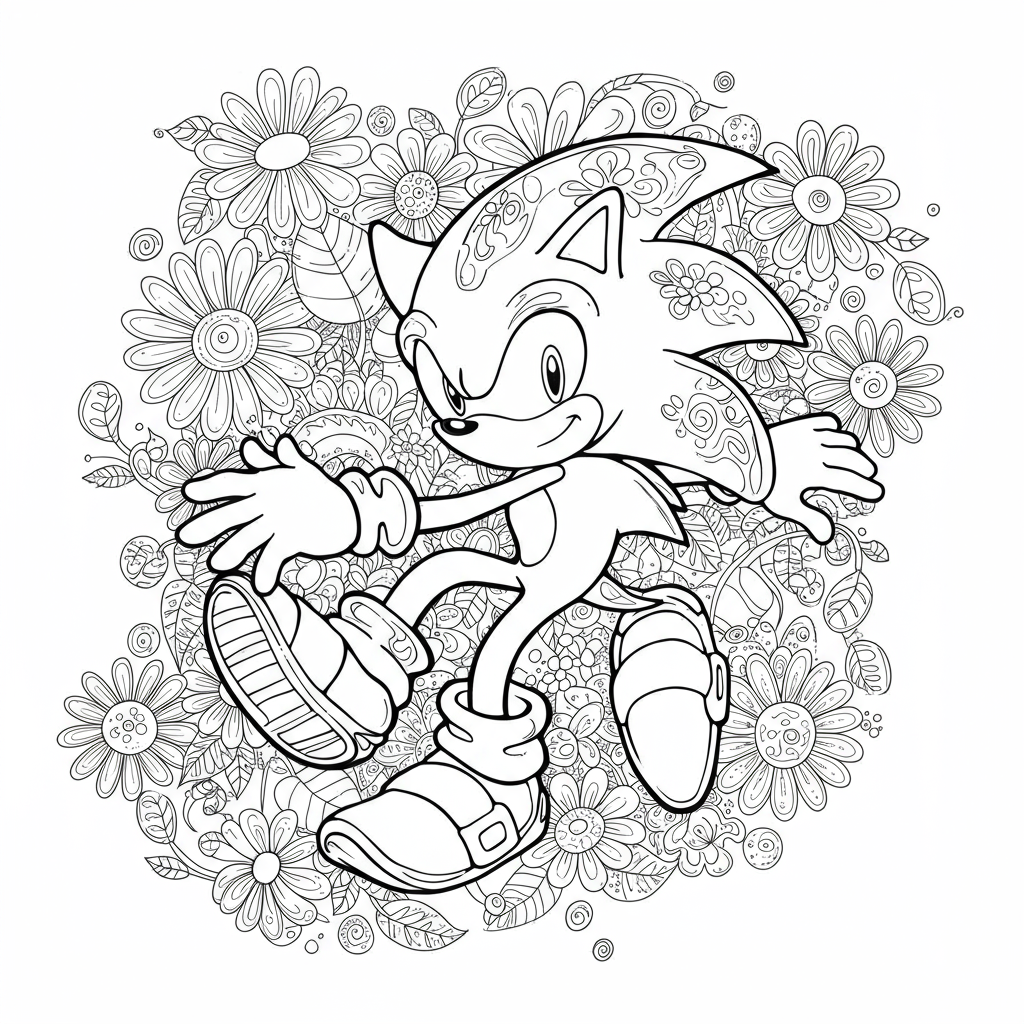 sonic flowers coloring page