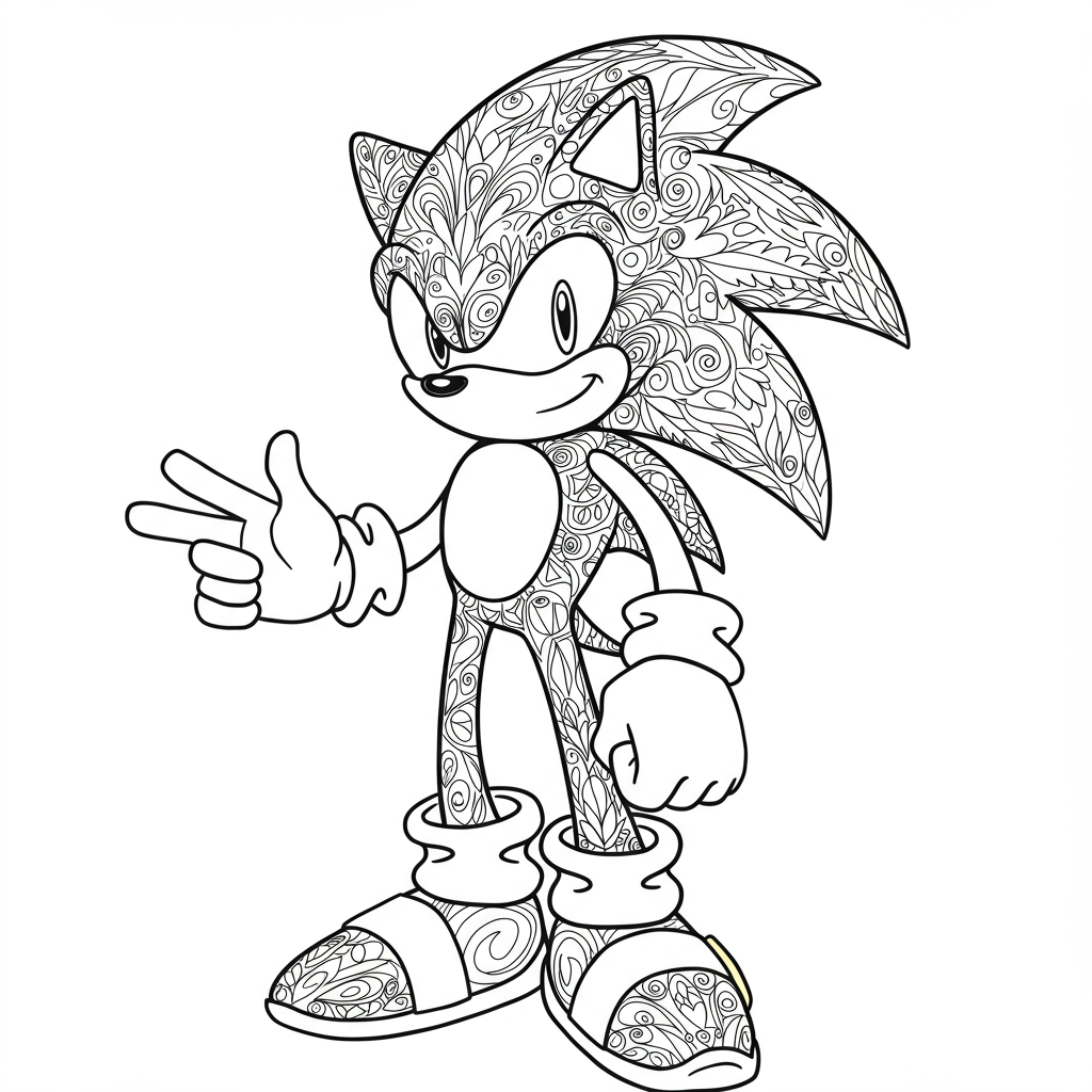 sonic the hedgehog decorative coloring page