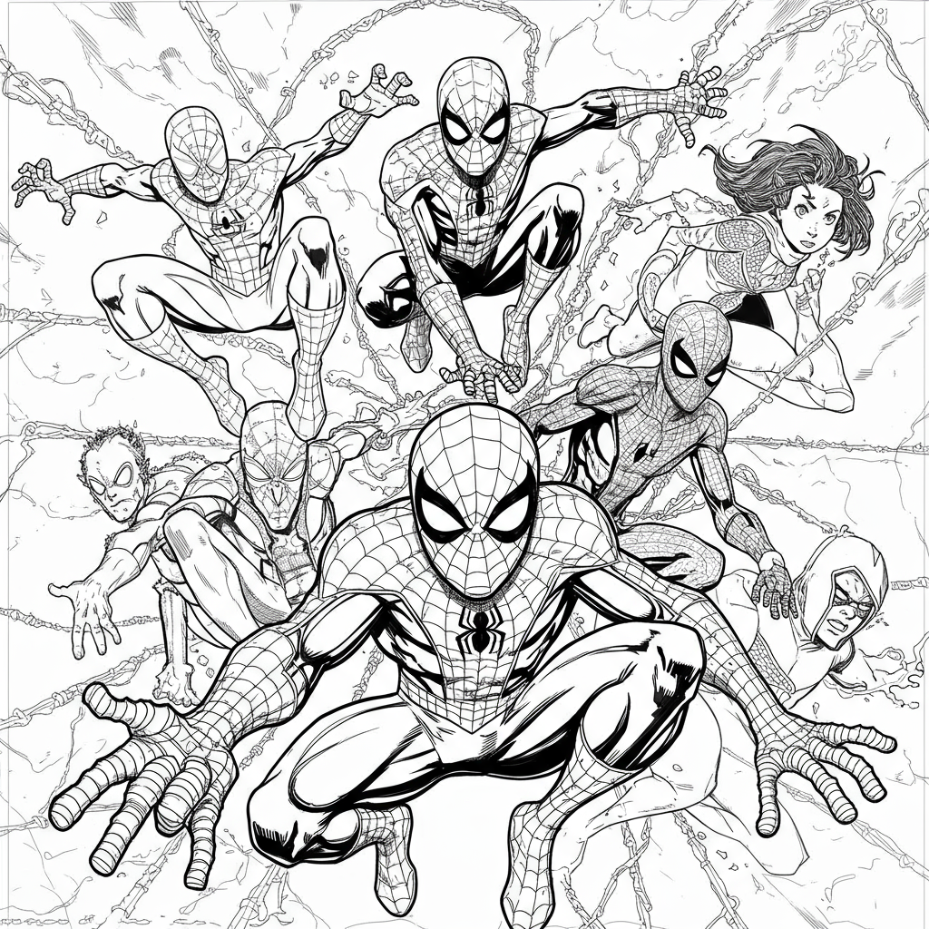spidey and his amazing friends detailed coloring page