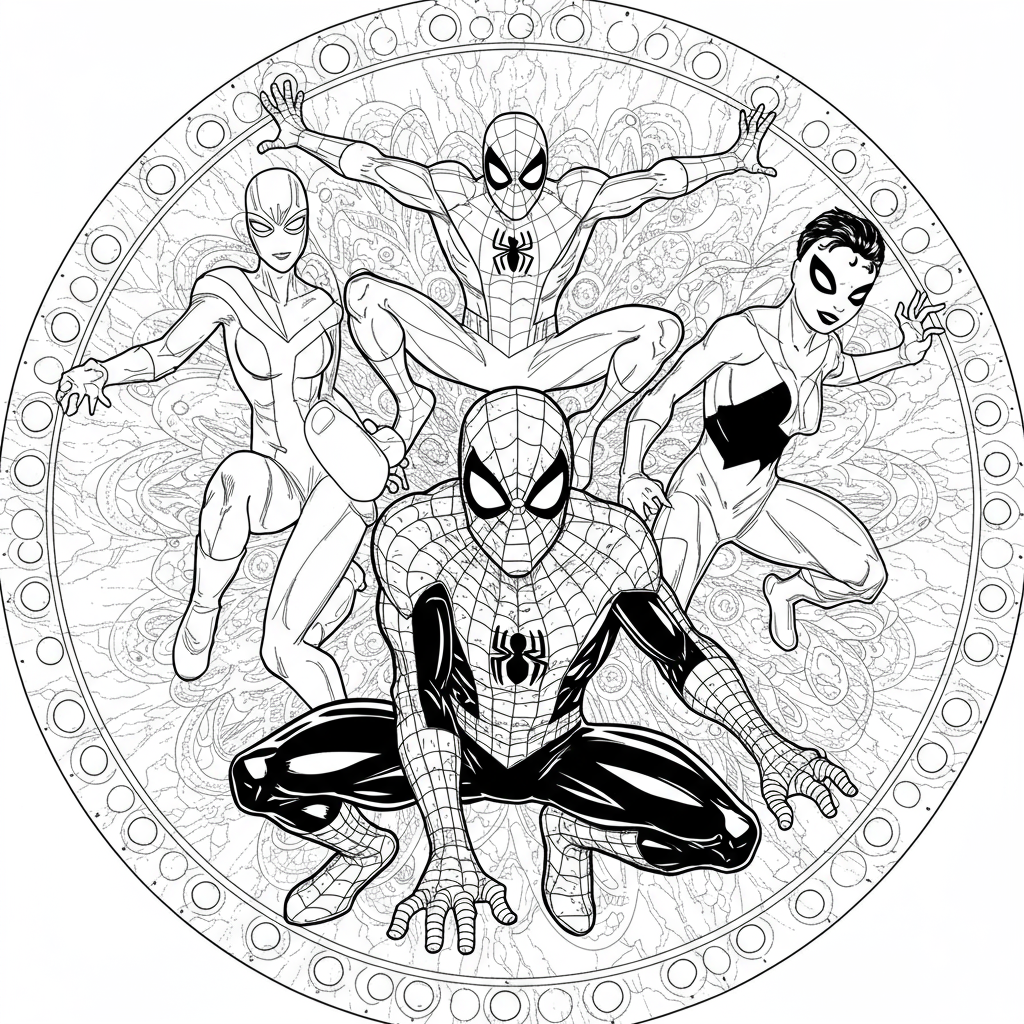 spidey and his amazing friends mandala coloring page