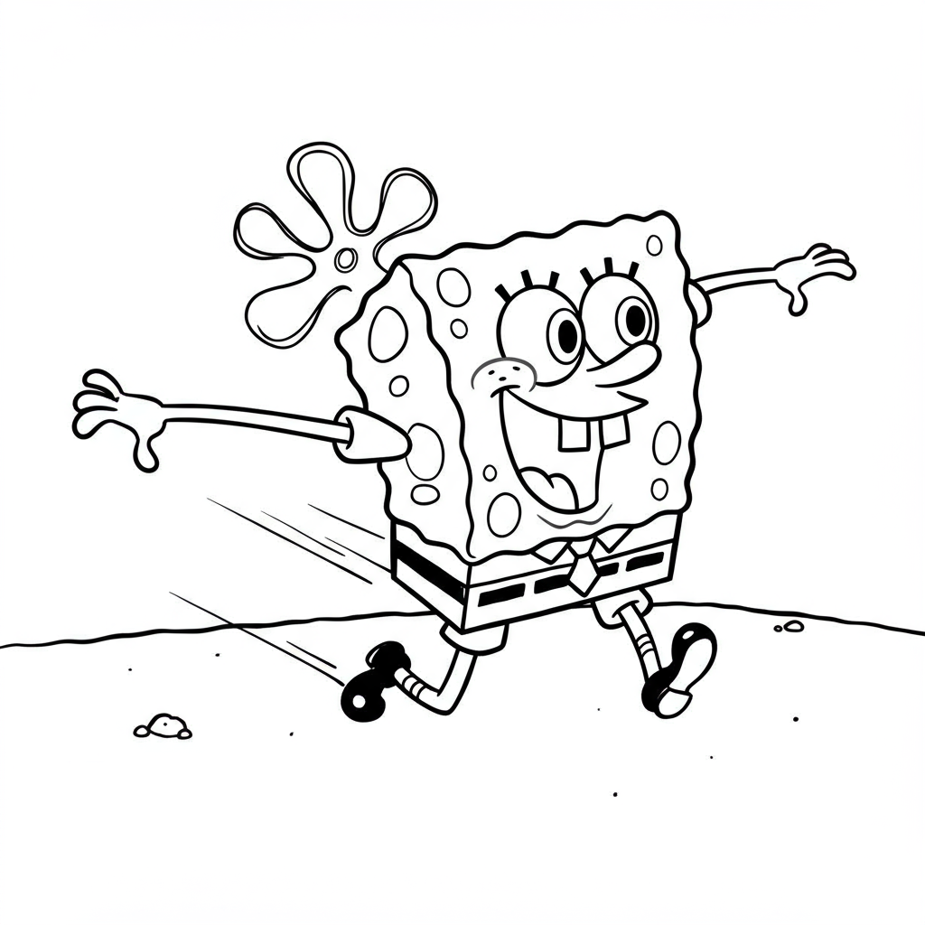 spongebob action coloring page