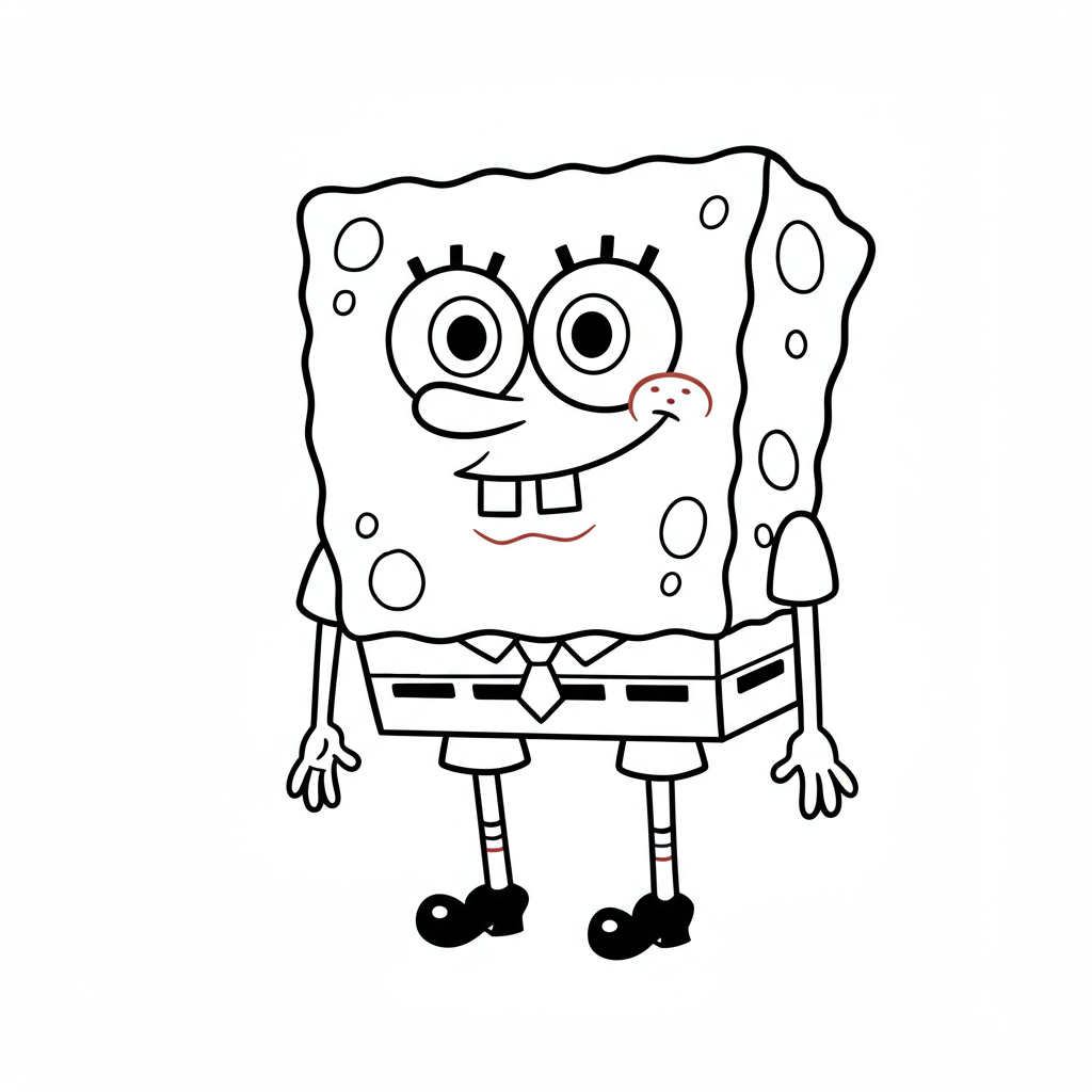 spongebob cute coloring page