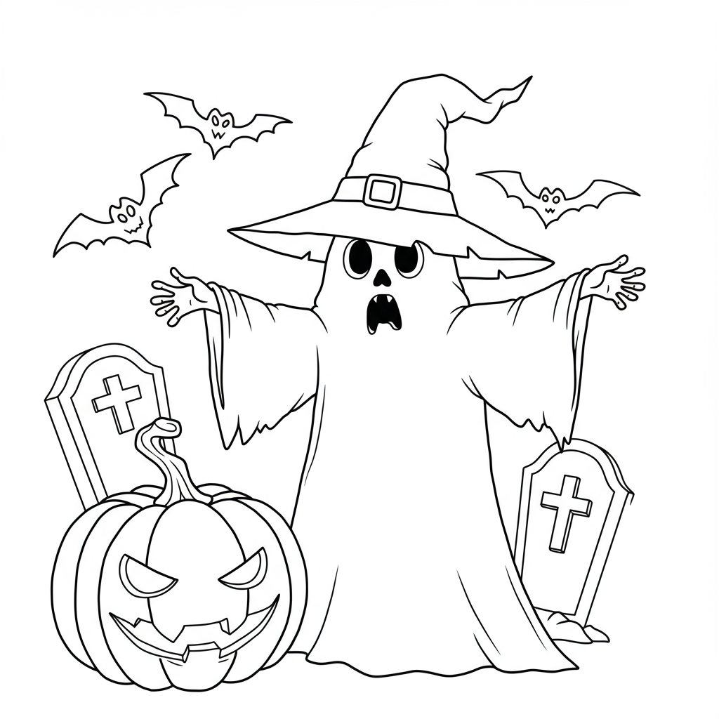 disegni da colorare halloween spaventoso cartone animato