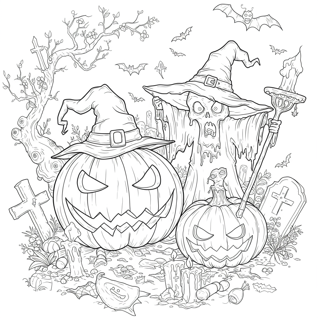 disegni da colorare halloween spaventoso decorativo