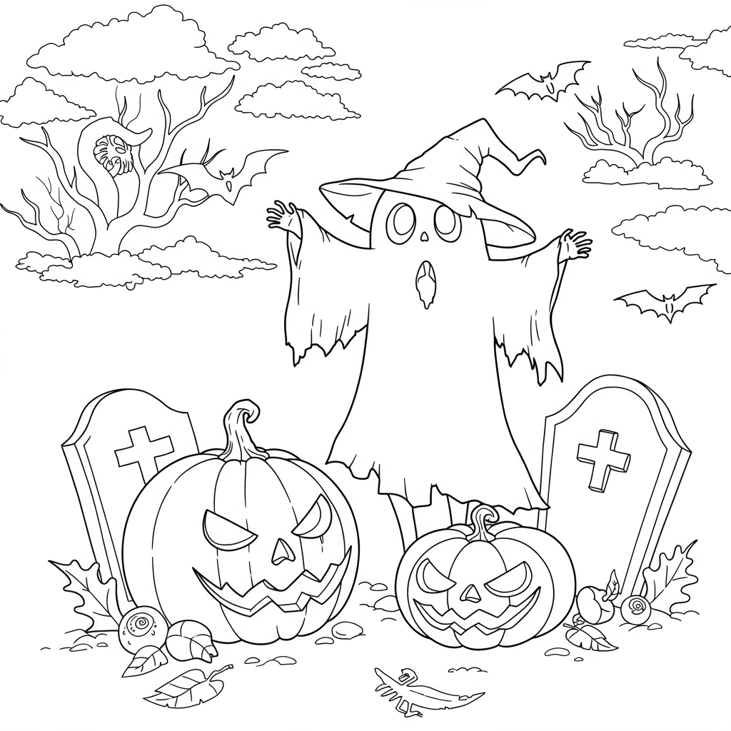 disegni da colorare halloween spaventoso facile