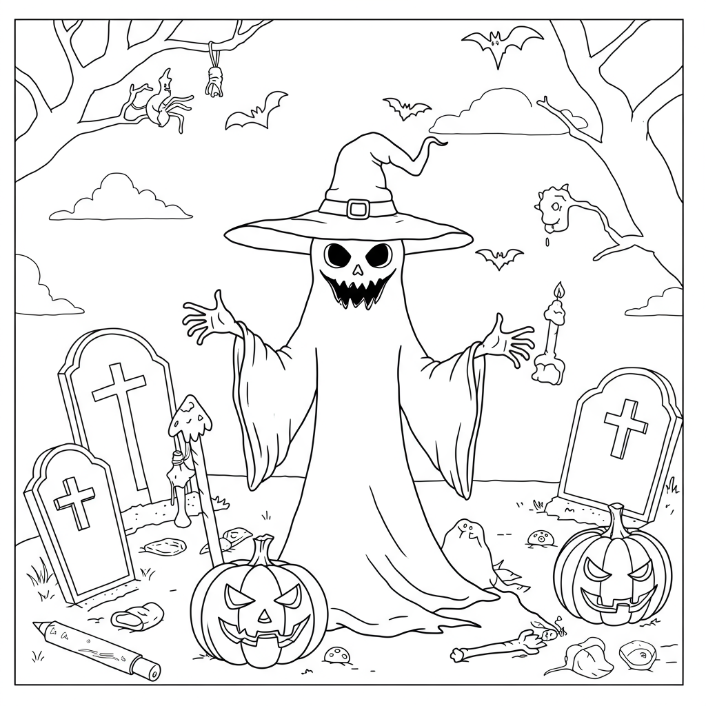 disegni da colorare halloween spaventoso educativo