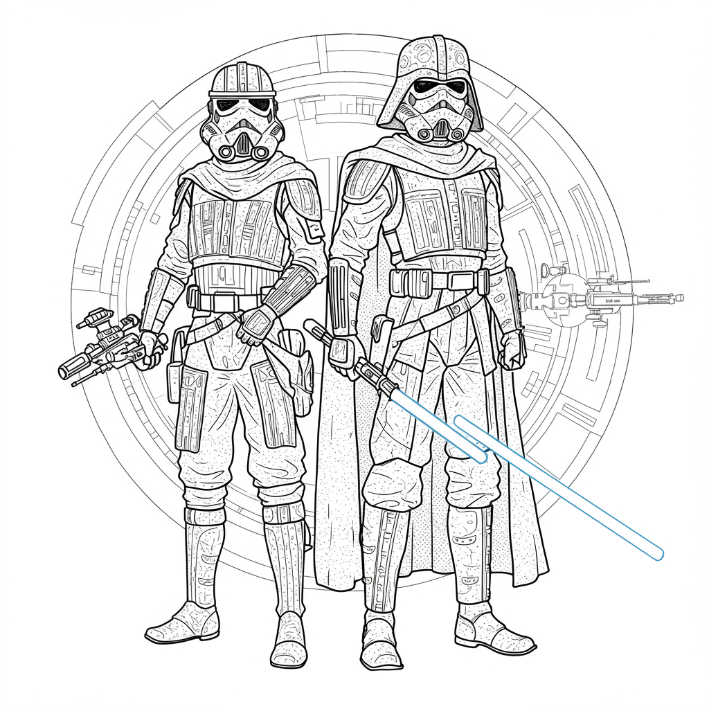 star wars dekoratif boyama sayfası