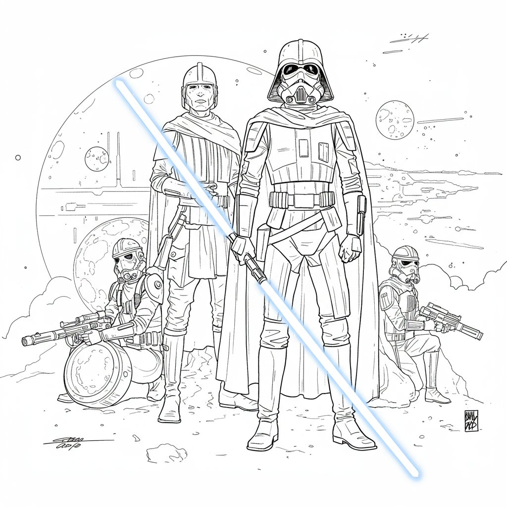 star wars detaylı boyama sayfası