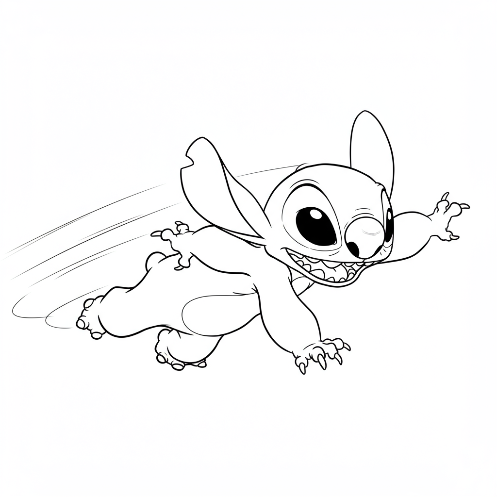 stitch action coloring page
