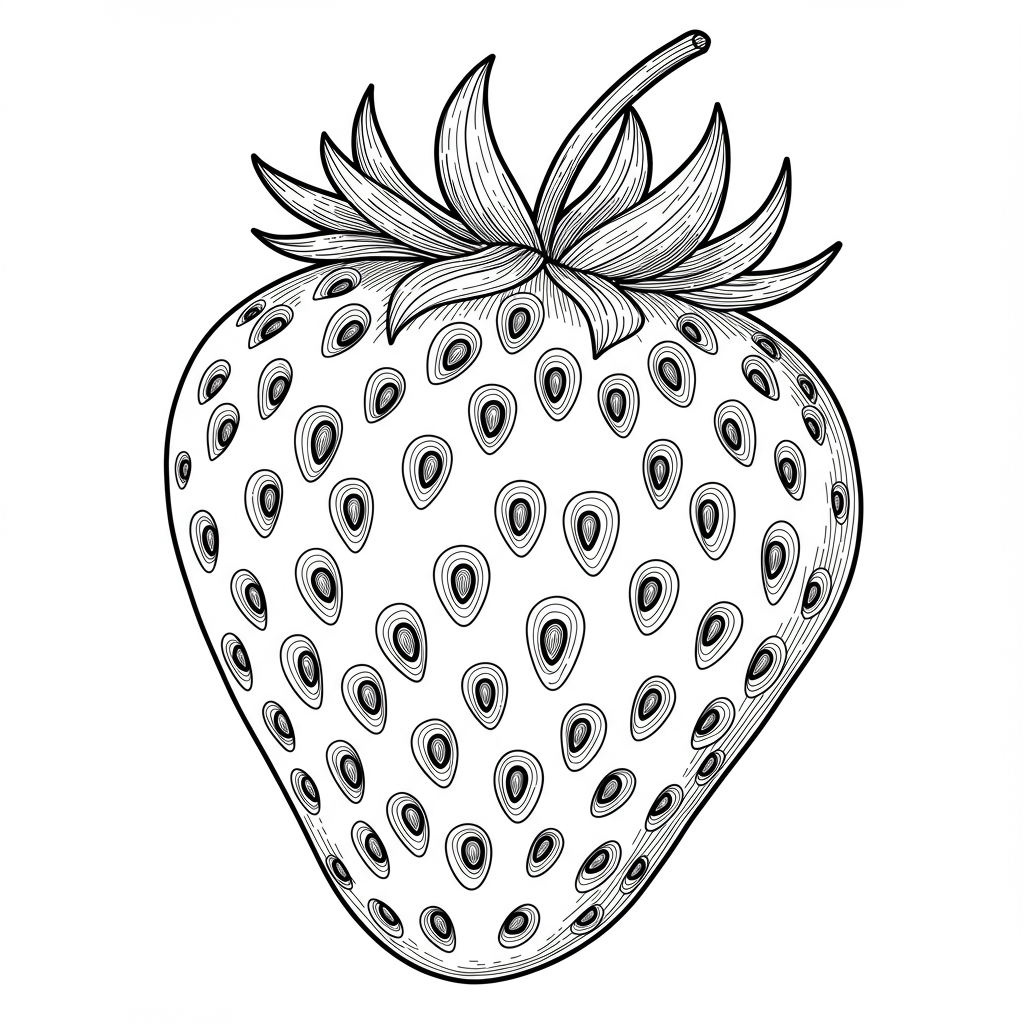aardbei decoratieve kleurplaat