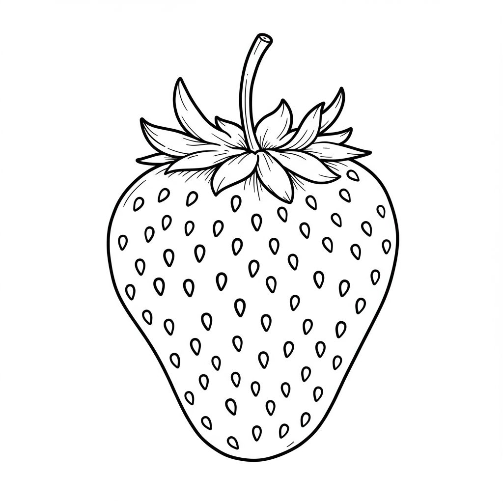 aardbei gedetailleerde kleurplaat