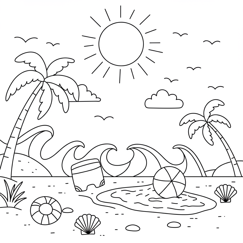夏の漫画ぬりえ