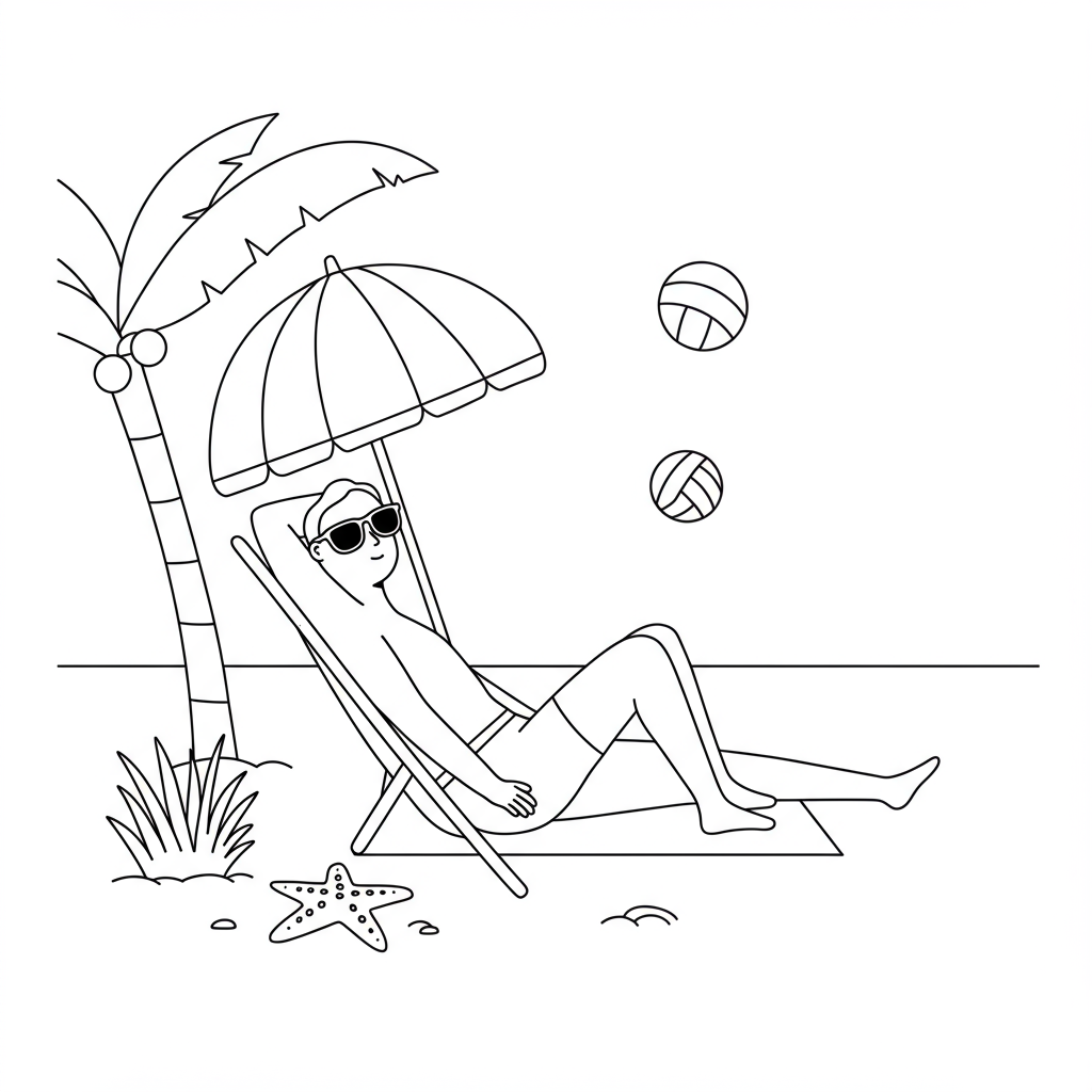 夏の簡単ぬりえ