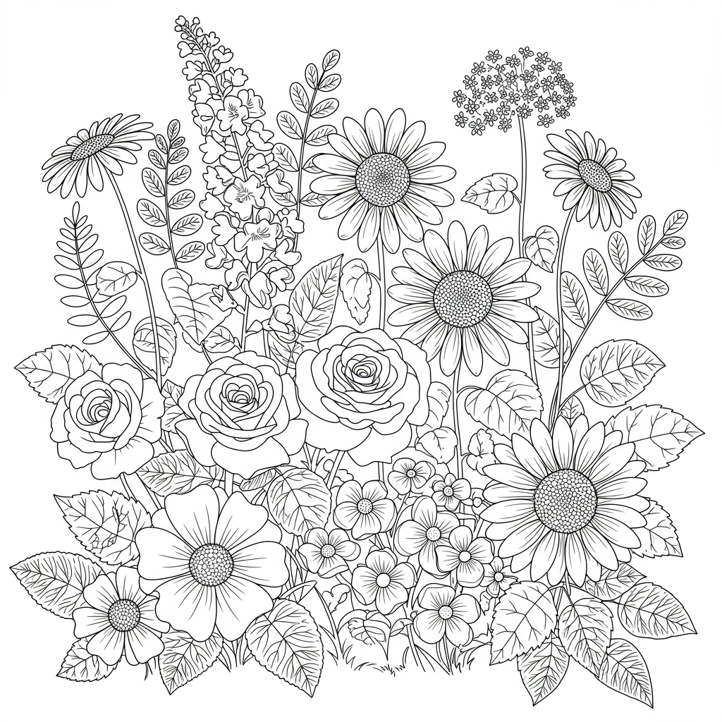 夏の花ぬりえ
