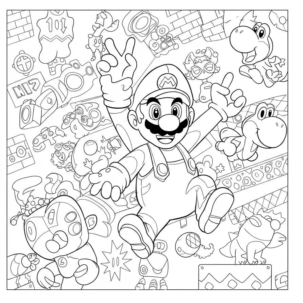 super mario abstrakcyjna kolorowanka