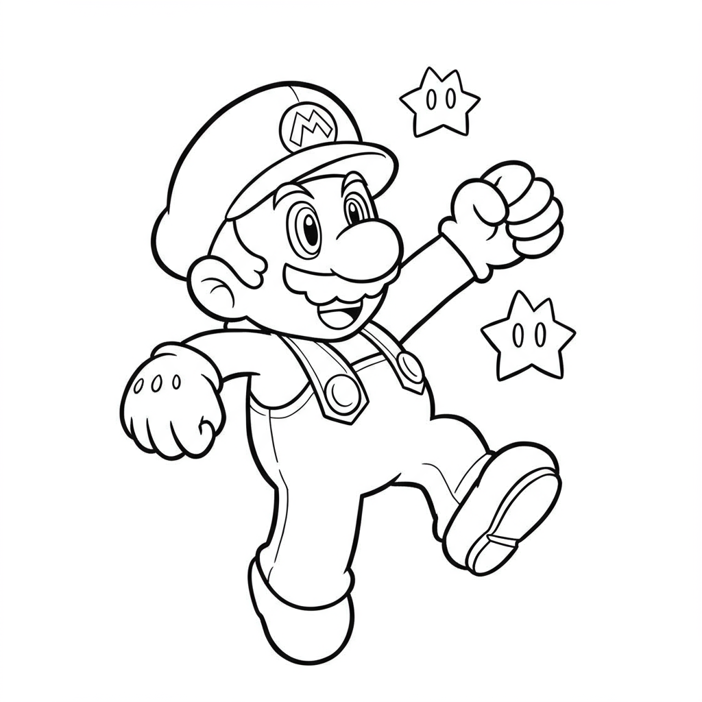 super mario kreskówkowa kolorowanka