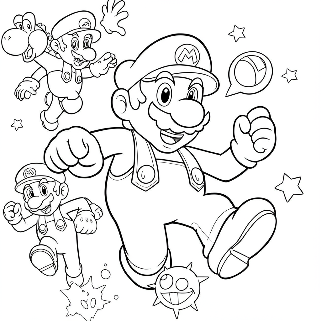 super mario szczegółowa kolorowanka