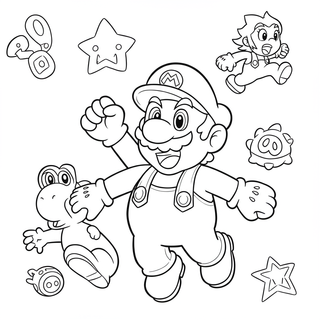 super mario łatwa kolorowanka