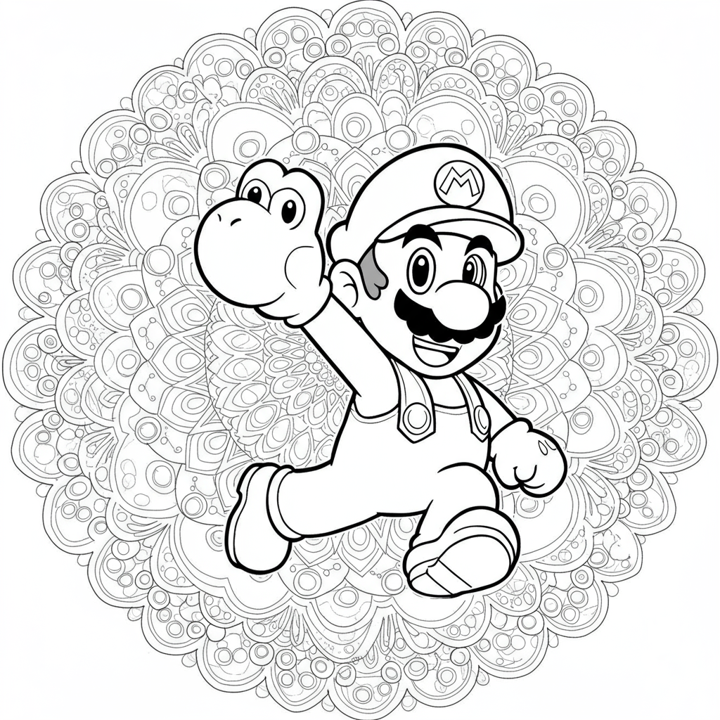 super mario mandala kolorowanka