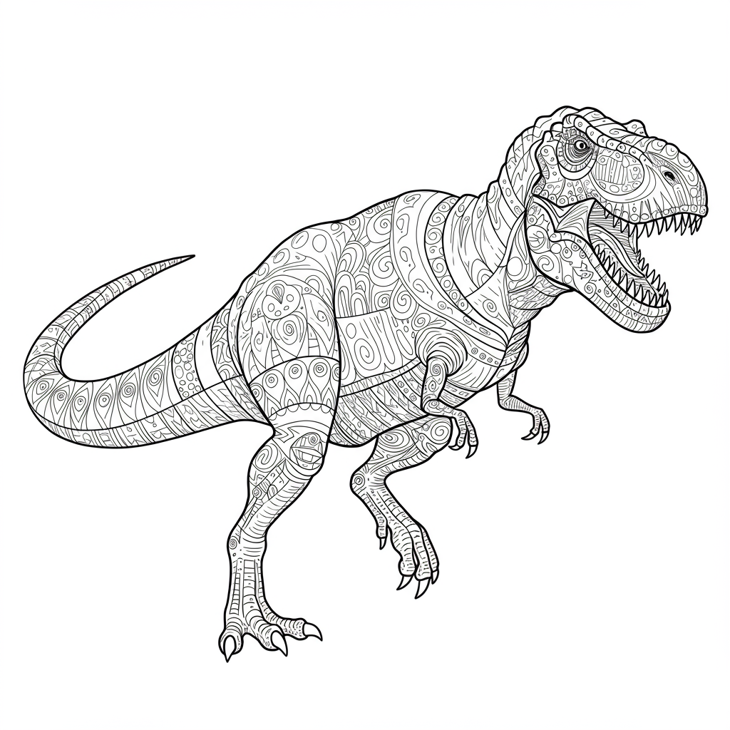 t rex abstract coloring page