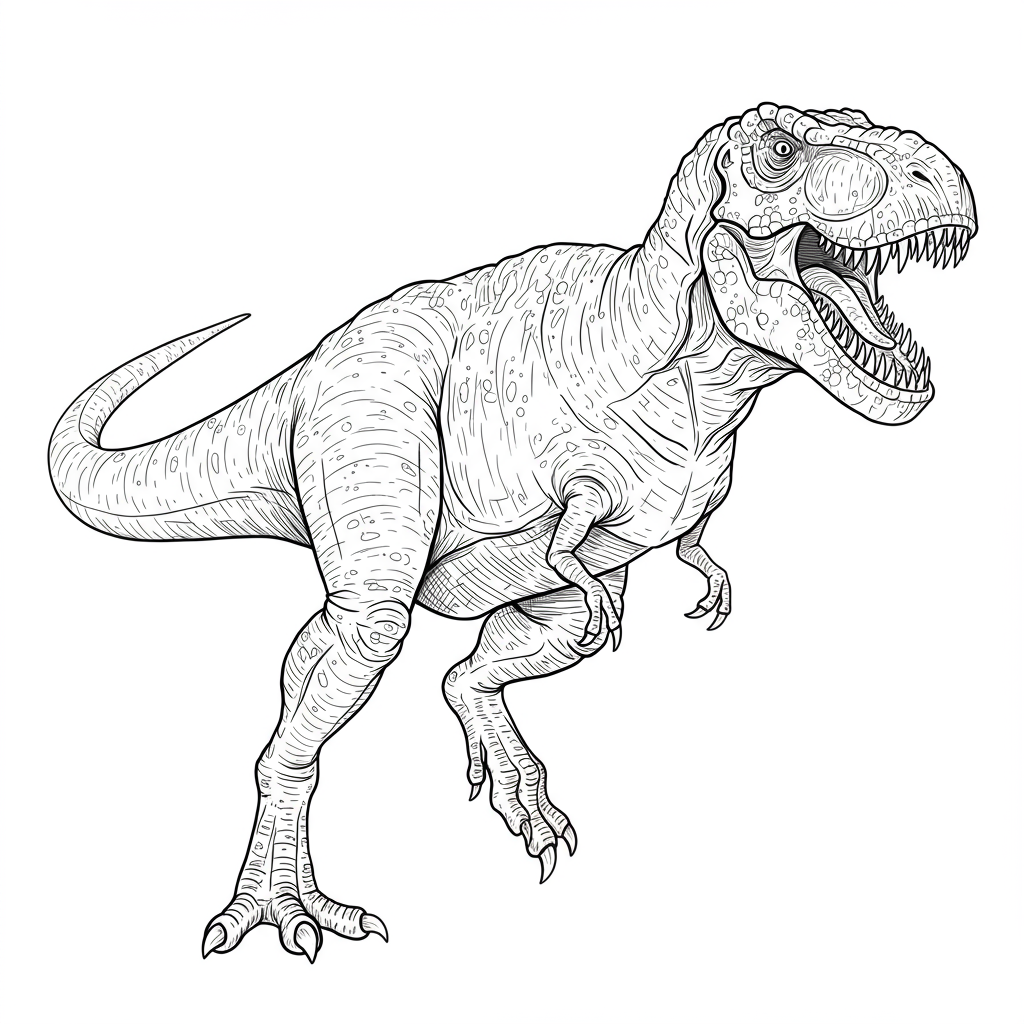 t rex detailed coloring page