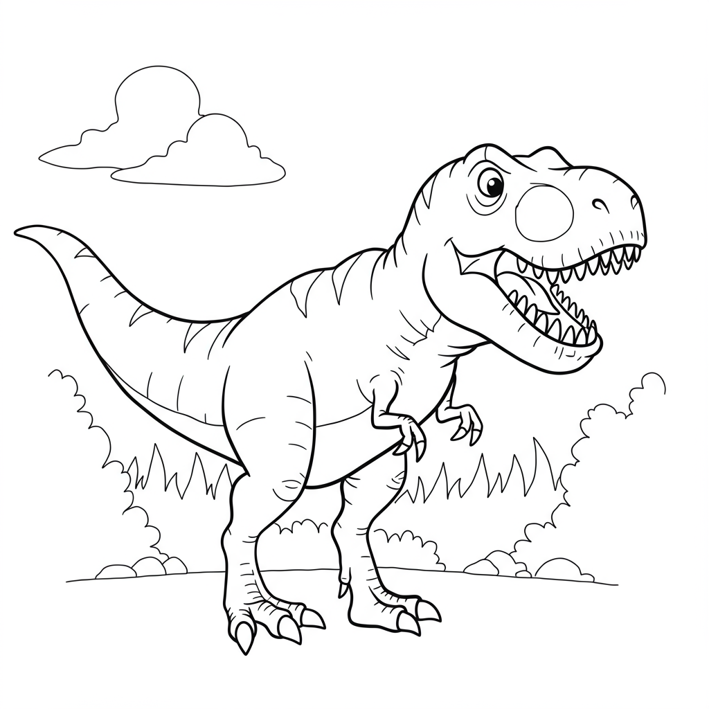 t rex easy coloring page