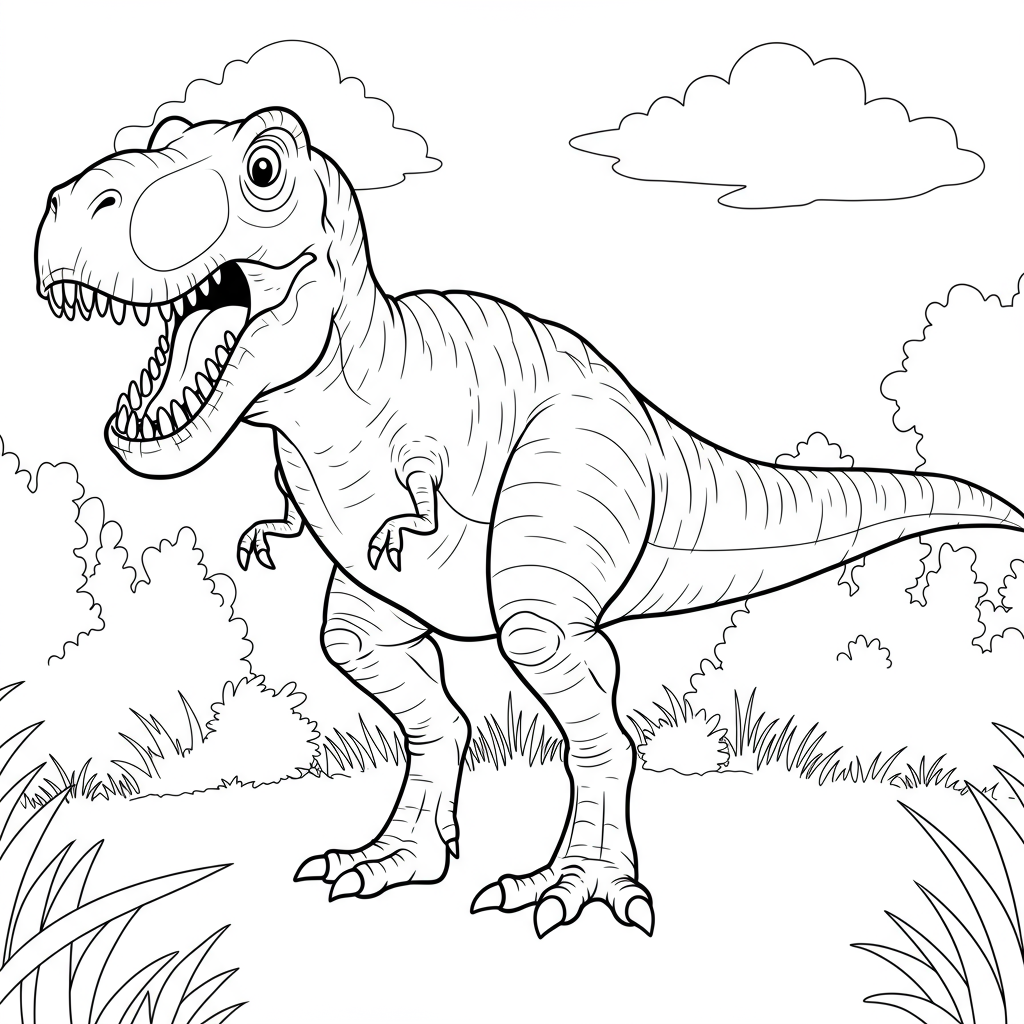 t rex educational coloring page