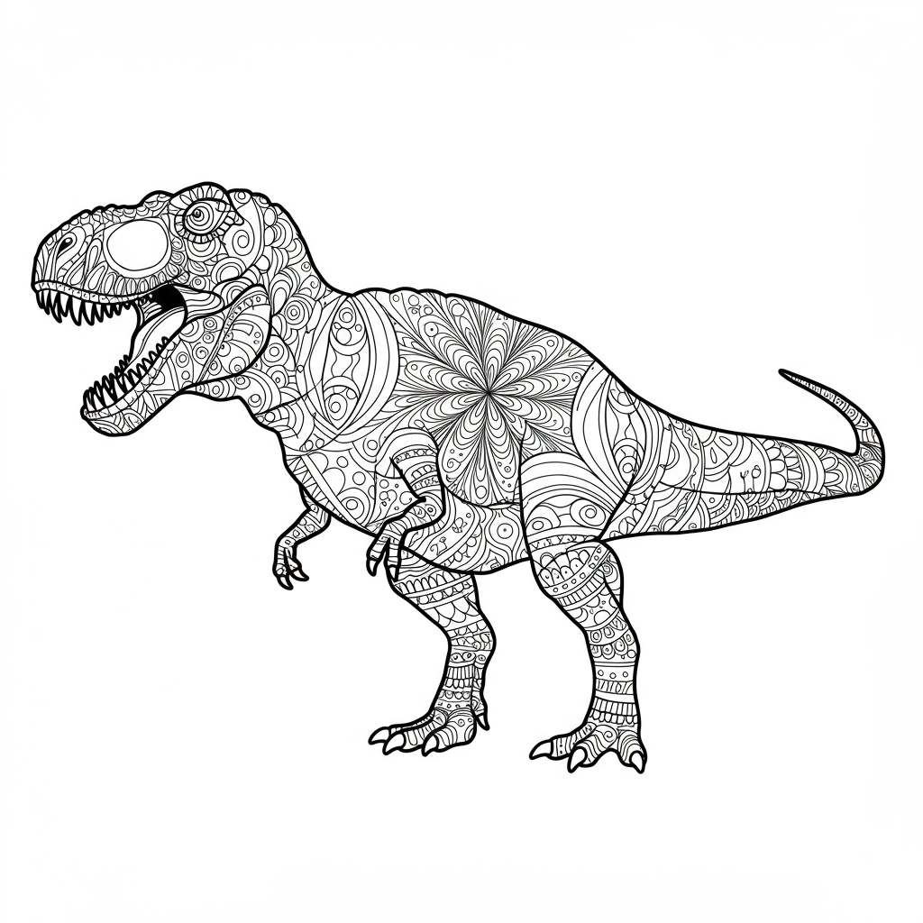 t rex mandala coloring page