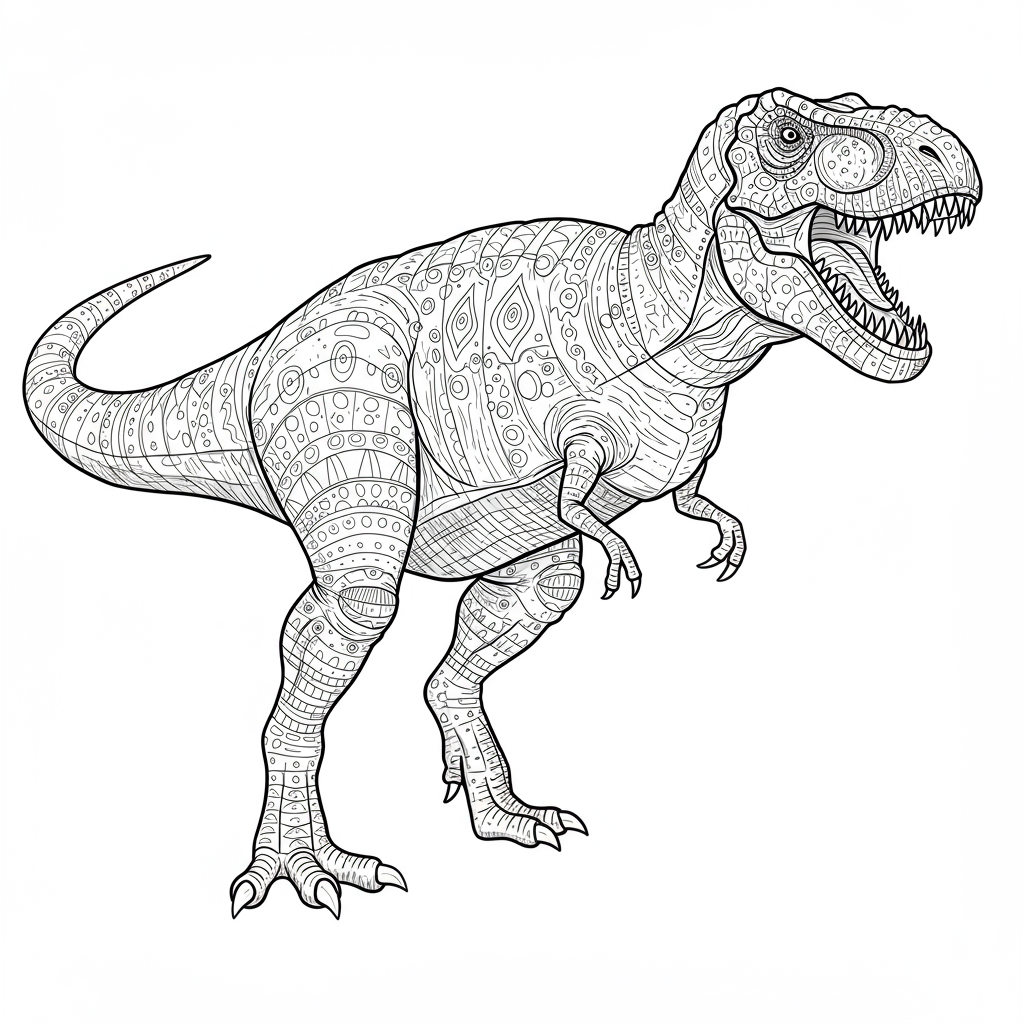 t rex pattern coloring page