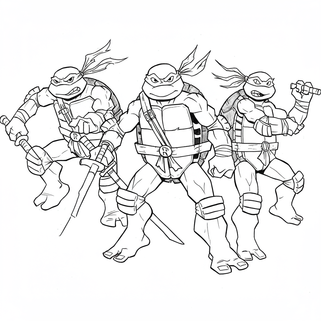teenage mutant ninja turtles cartoon coloring page