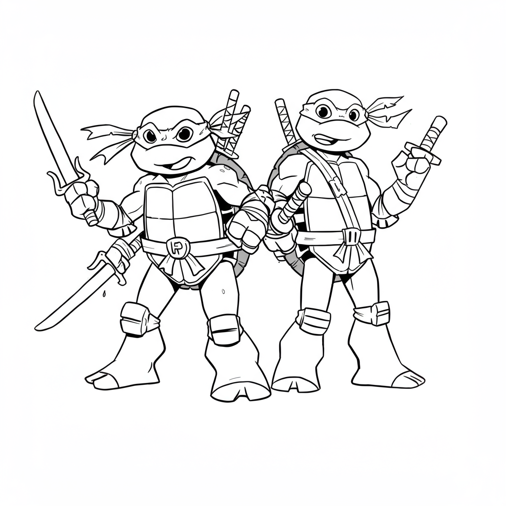 teenage mutant ninja turtles cute coloring page