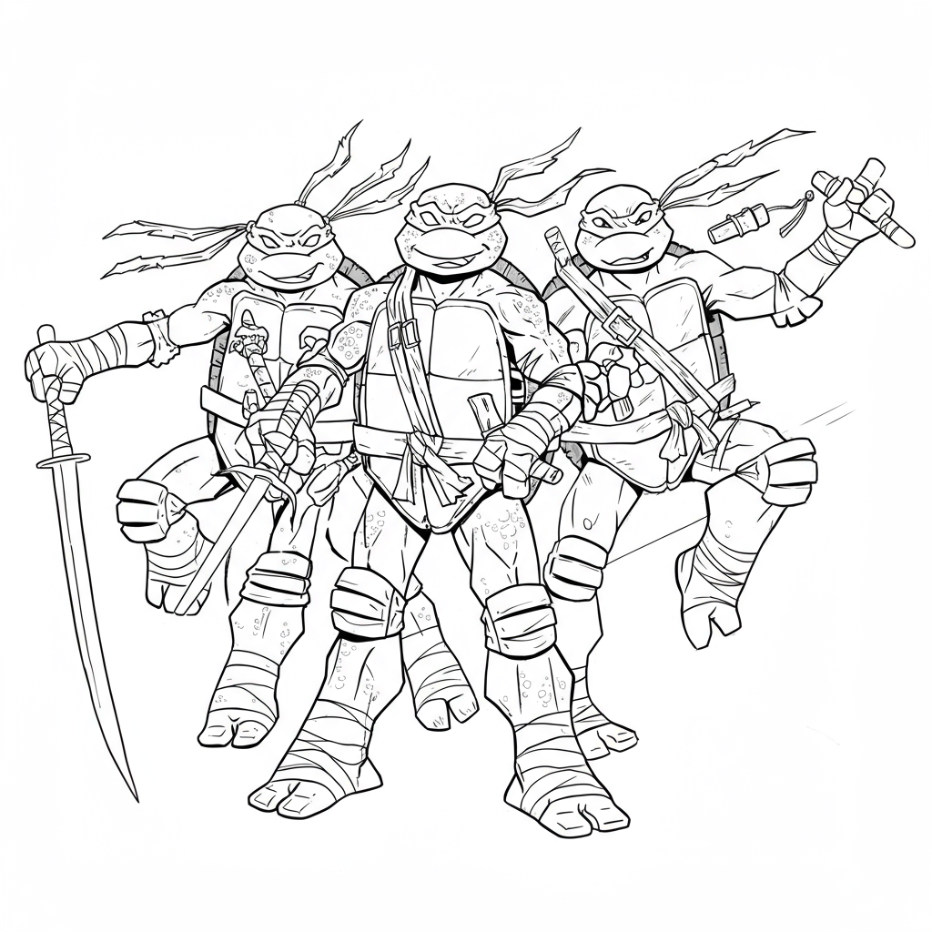 teenage mutant ninja turtles decorative coloring page