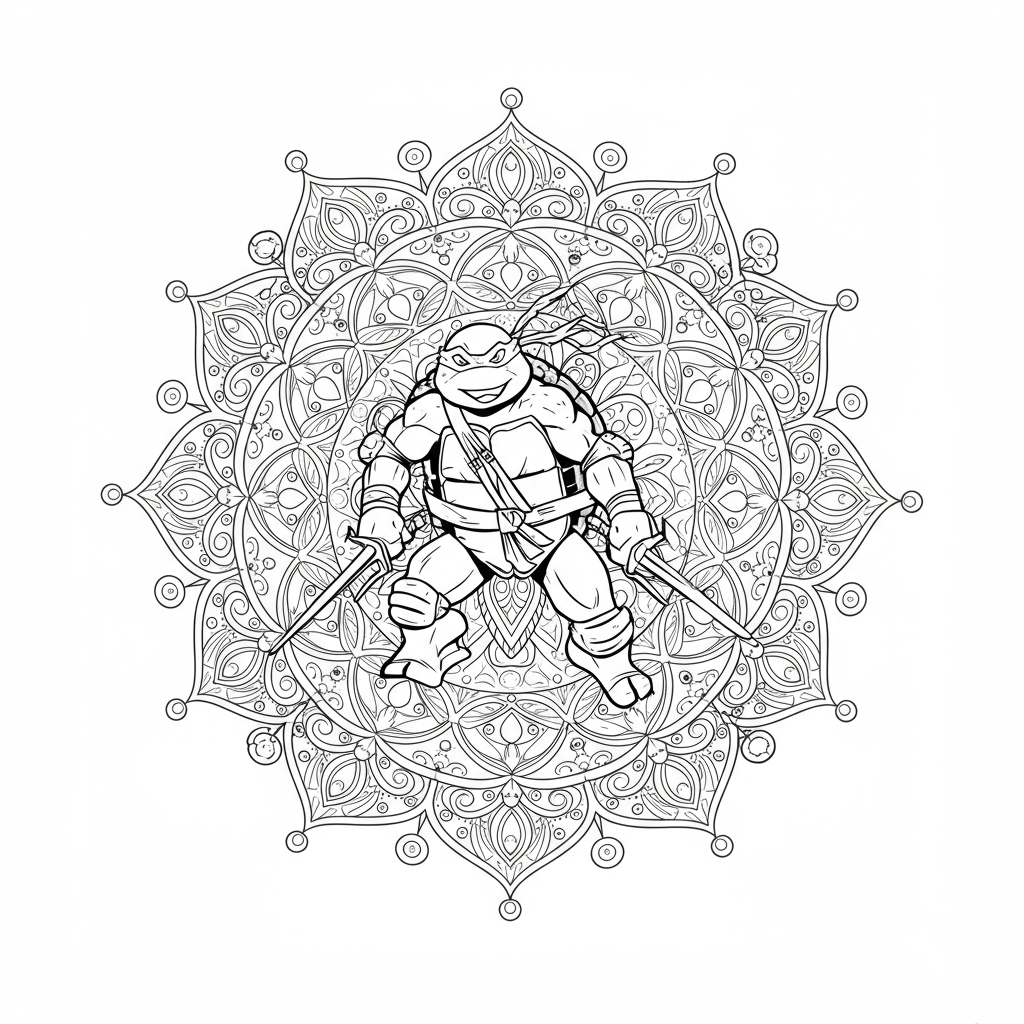 teenage mutant ninja turtles mandala coloring page