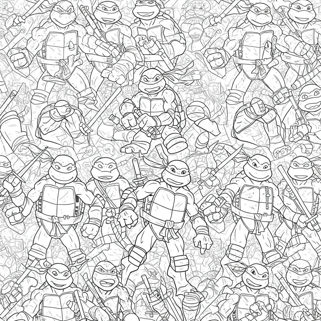 teenage mutant ninja turtles pattern coloring page