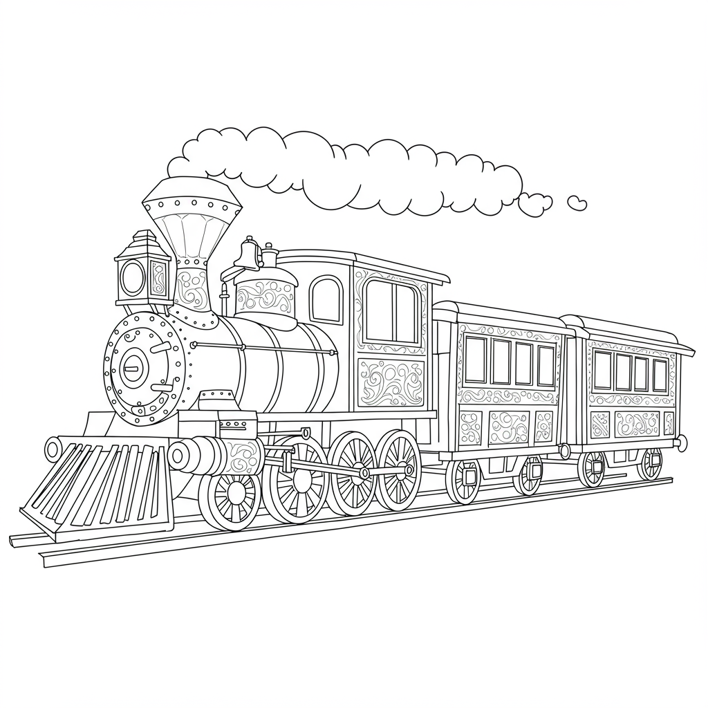 train decorative coloring page