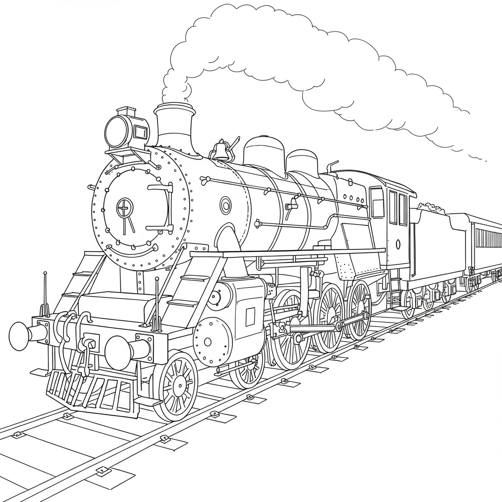 train detailed coloring page
