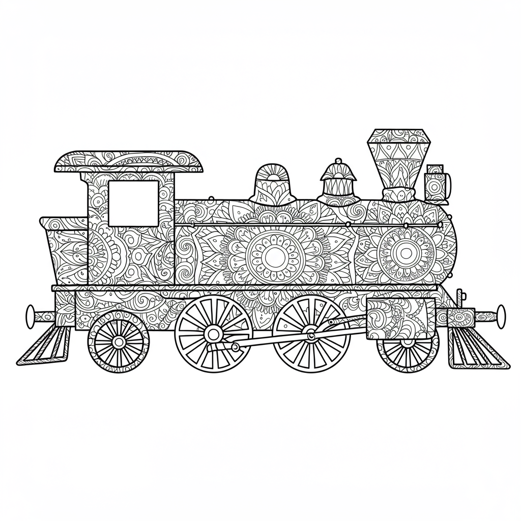train mandala coloring page