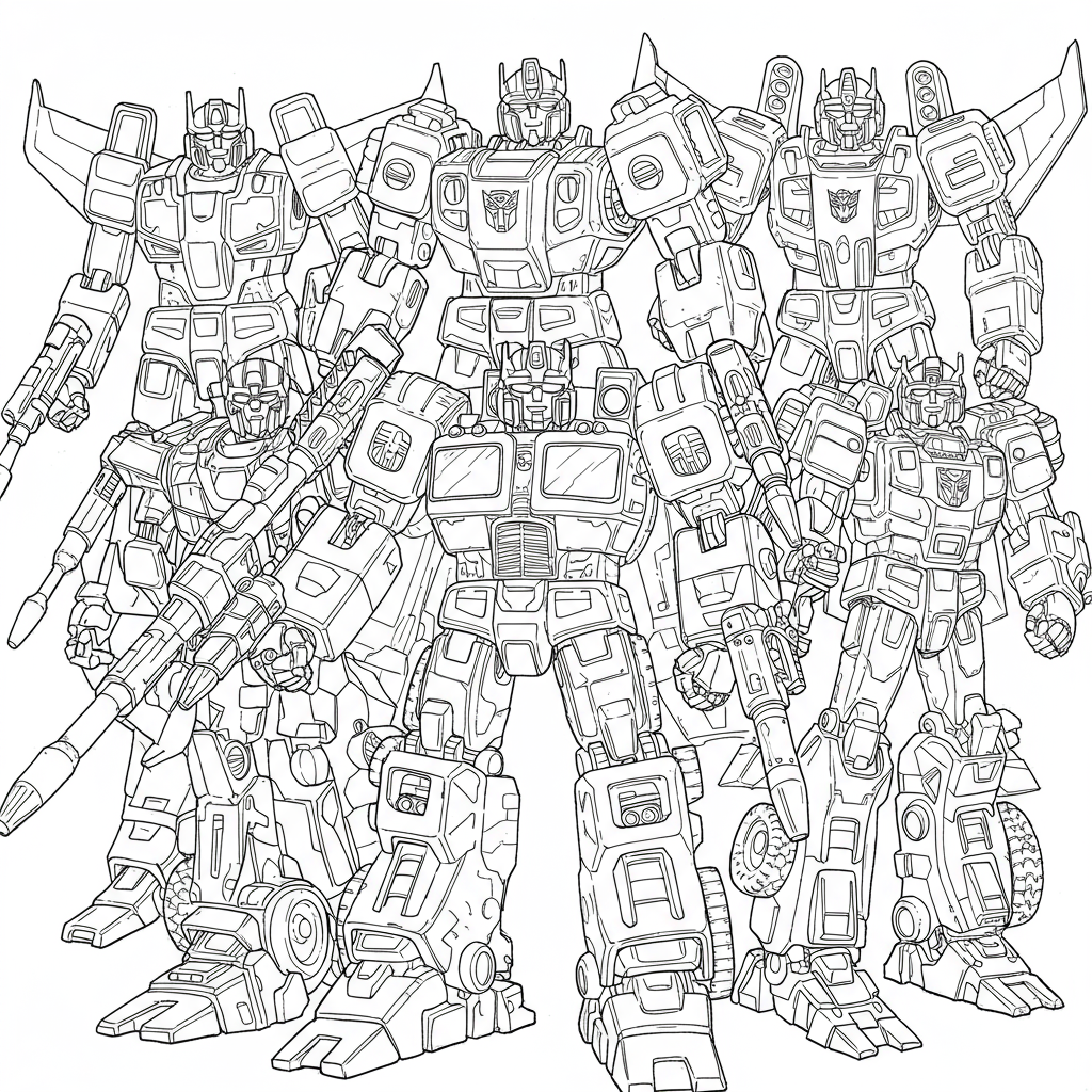 transformers detailed coloring page
